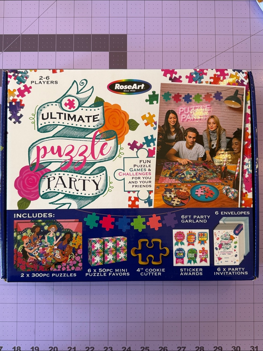 RoseArt Ultimate Puzzle Party Game Set - White, Pink, Orange, Green, Blue